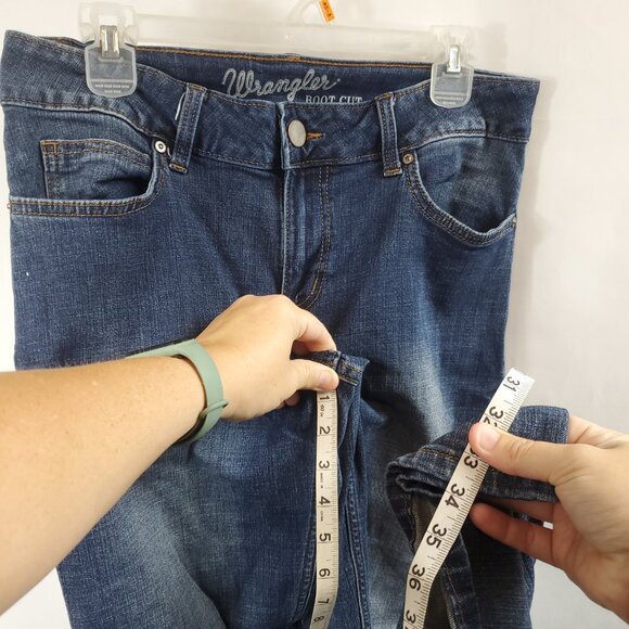 Wrangler Bootcut Womens Dark Blue Wash Denim Jeans Sz 9 x 34 - Picture 14 of 14